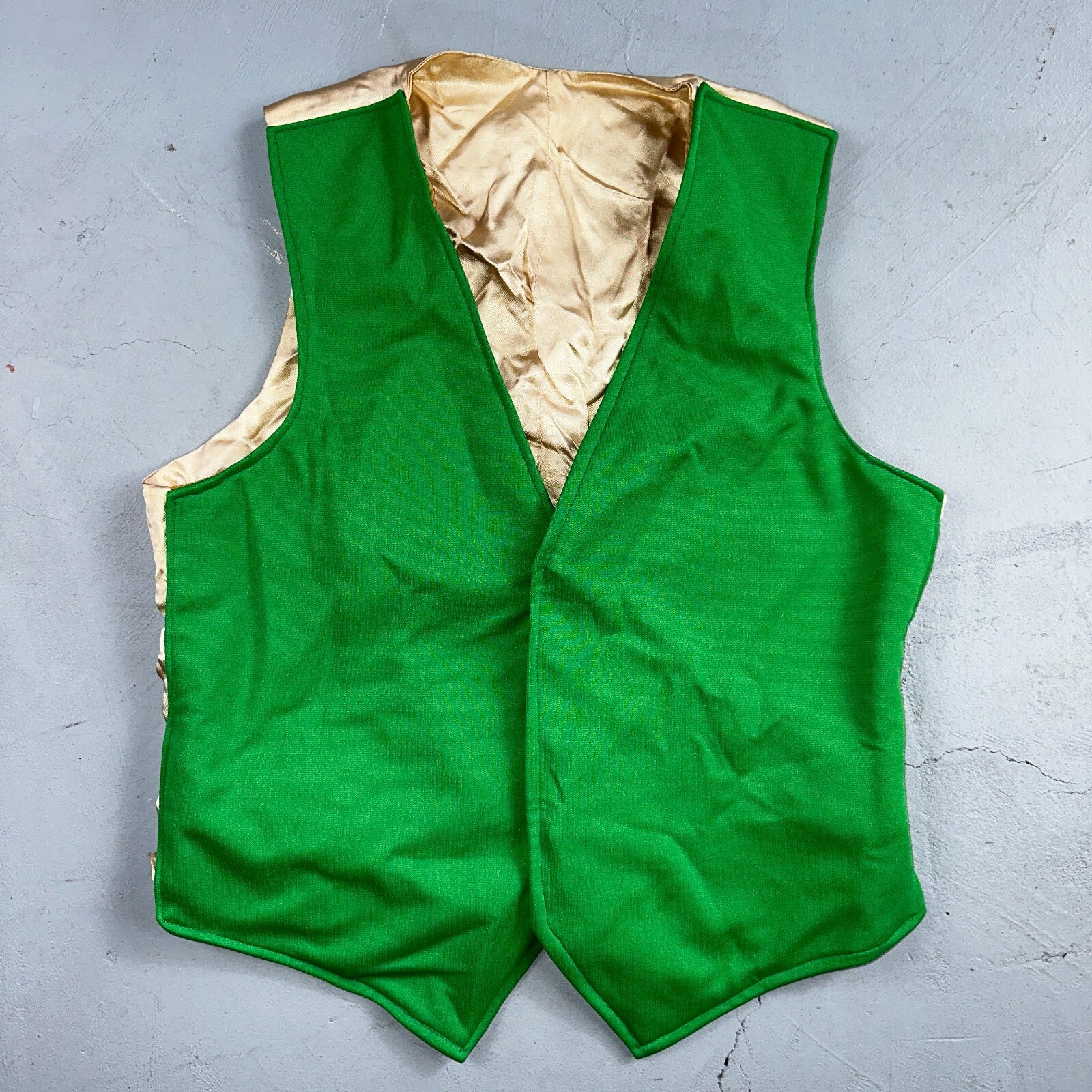 Vintage Buckle Back Vest Mens Green Waistcoat Size S 1940s 1950s 1960s Antique