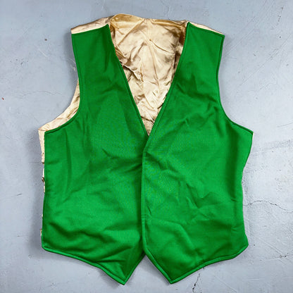 Vintage Buckle Back Vest Mens Green Waistcoat Size S 1940s 1950s 1960s Antique