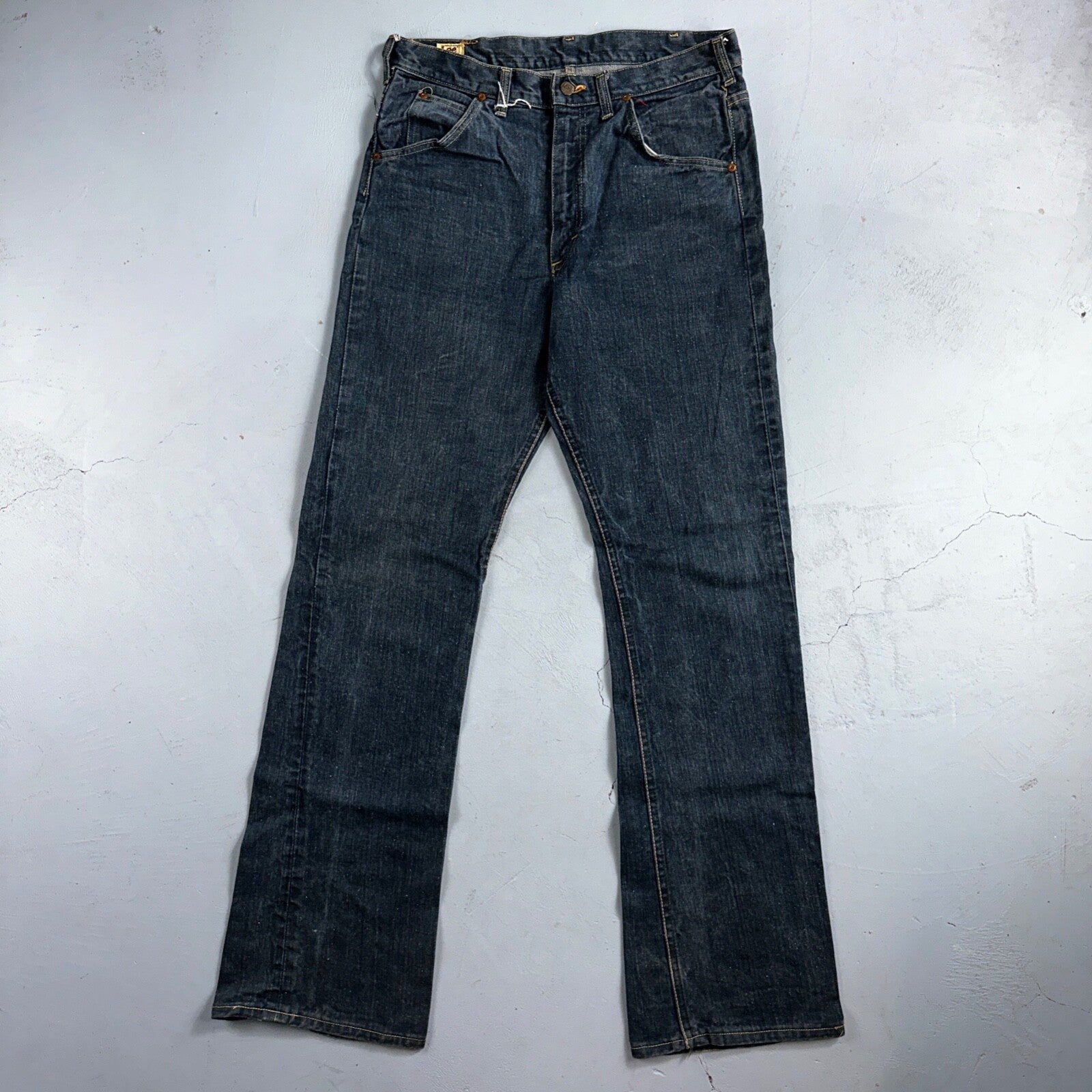 Lee VTG 70s Riders Denim Boot Cut Flare Jeans USA 33x35 Dark Wash Cowboy 1970s
