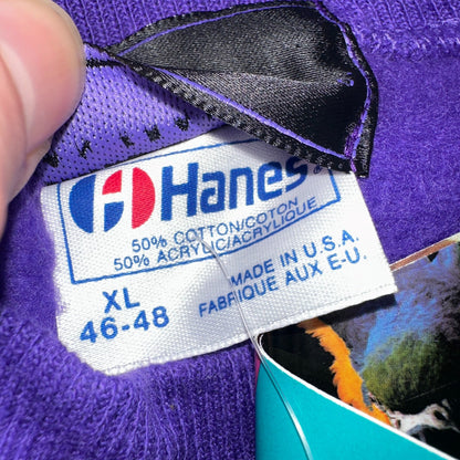 Laurel Burch VTG 1987 Pullover Fantastic Felines Purple Cat Sweatshirt XL NOS