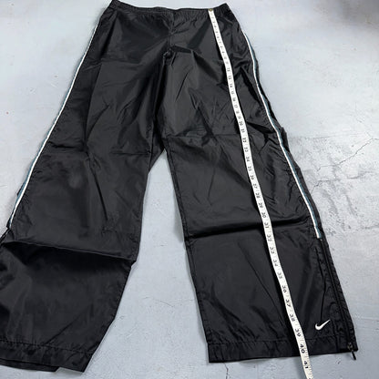 Nike VTG Y2K Windbreaker Track Pants Ankle Zip Unlined Black 1990s Essential