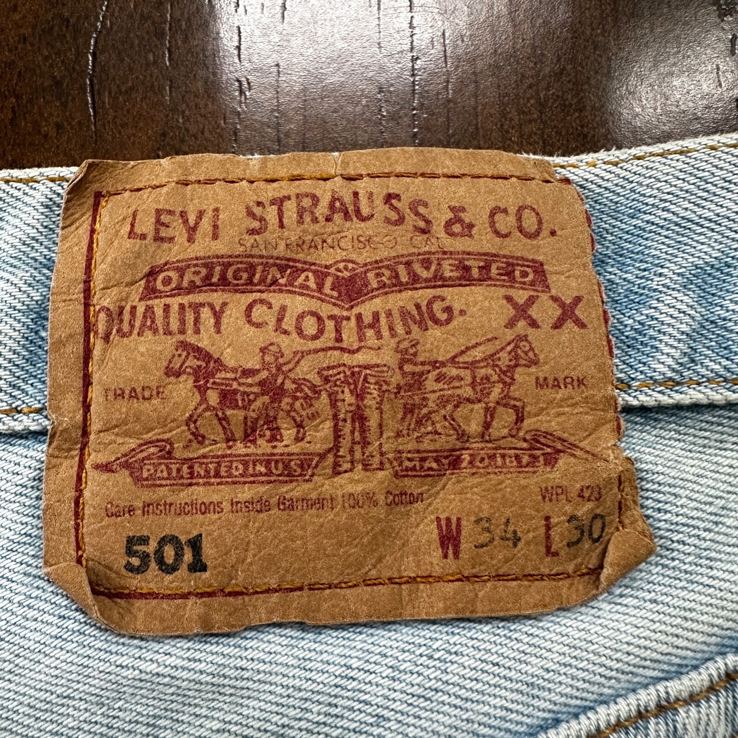 VTG 90s Levis 501 Button Fly 34x30 UK Tag Jeans Light Wash Blue XX Act 32x27