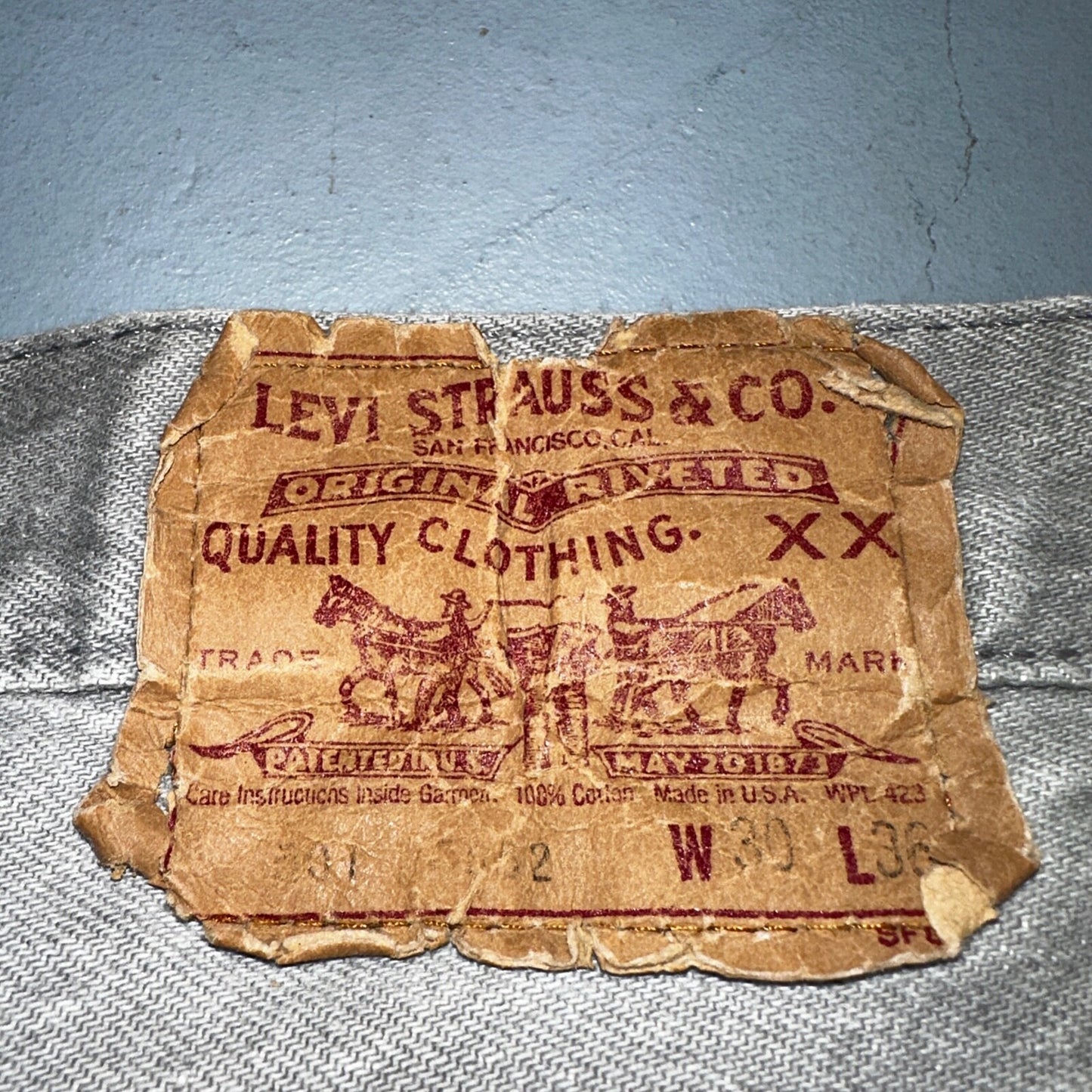 Levis 501 Vintage 90s USA XX Straight Leg Jeans Gray Med Wash 30x36 Act 28x34