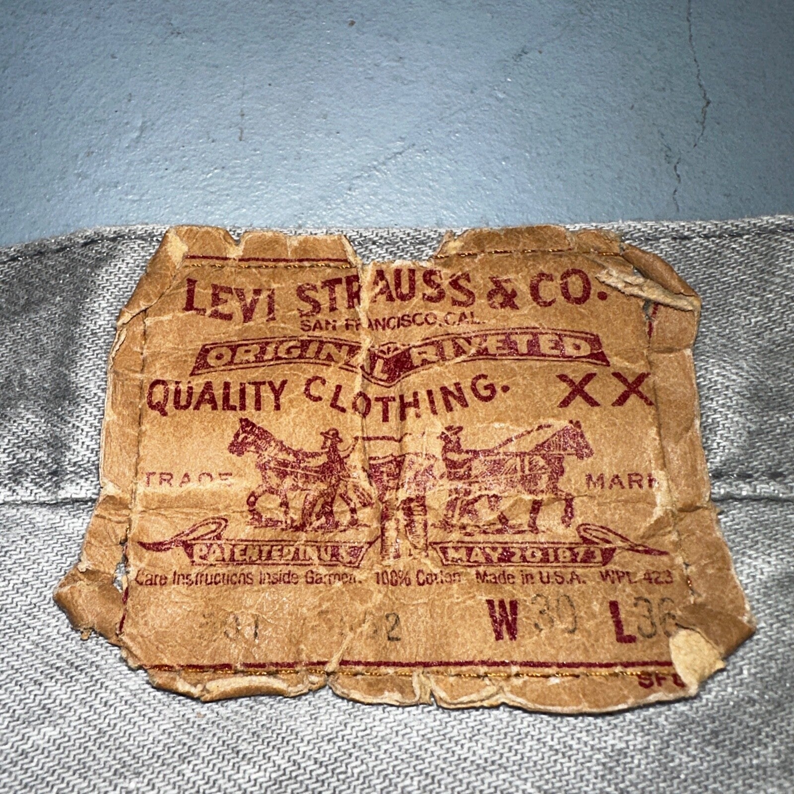 Levis 501 Vintage 90s USA XX Straight Leg Jeans Gray Med Wash 30x36 Act 28x34