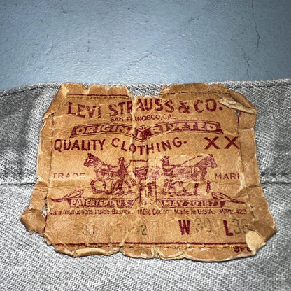 Levis 501 Vintage 90s USA XX Straight Leg Jeans Gray Med Wash 30x36 Act 28x34