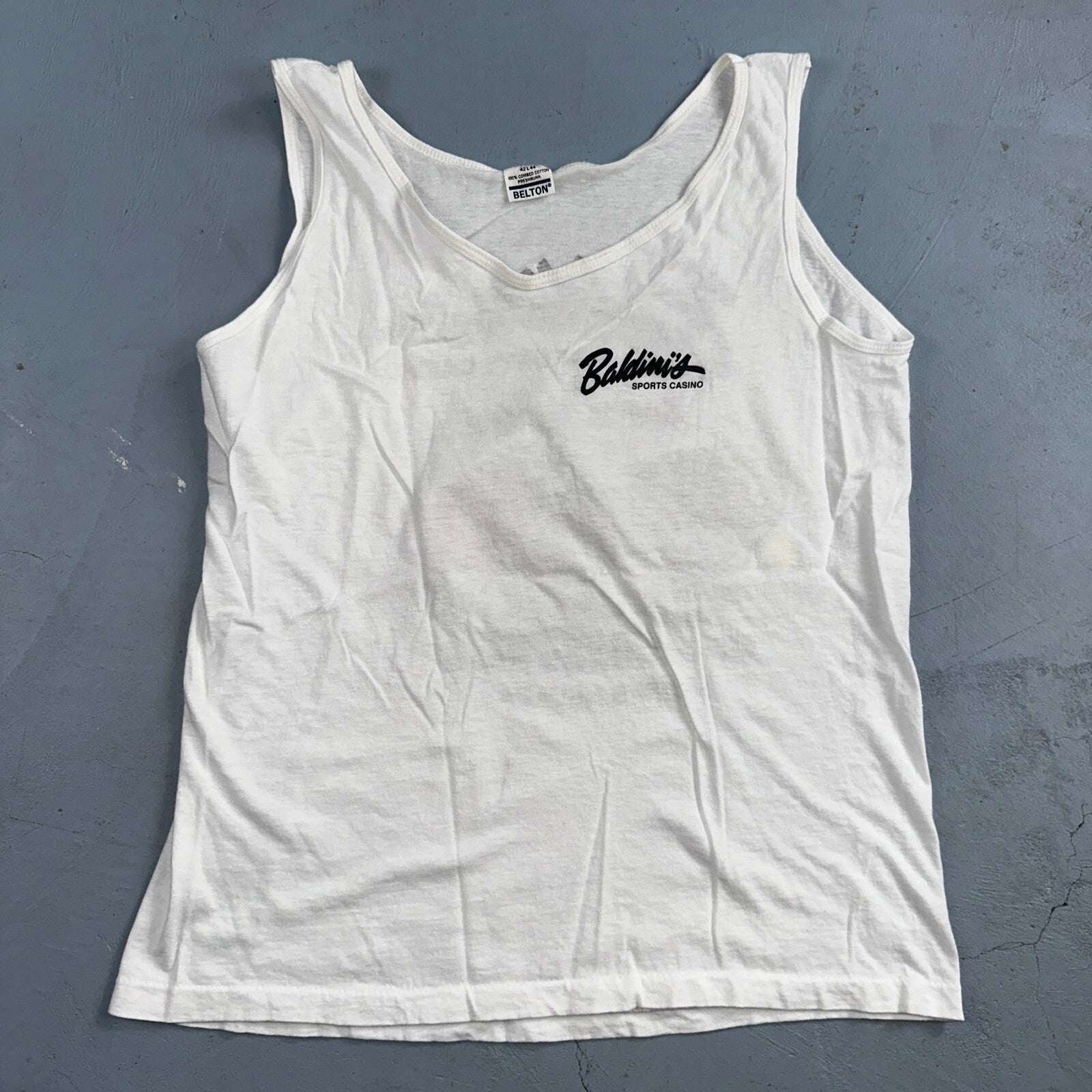 Got Balls Spalding Basketball VTG T Shirt White Tank 80s Baldinis Casino Nevada