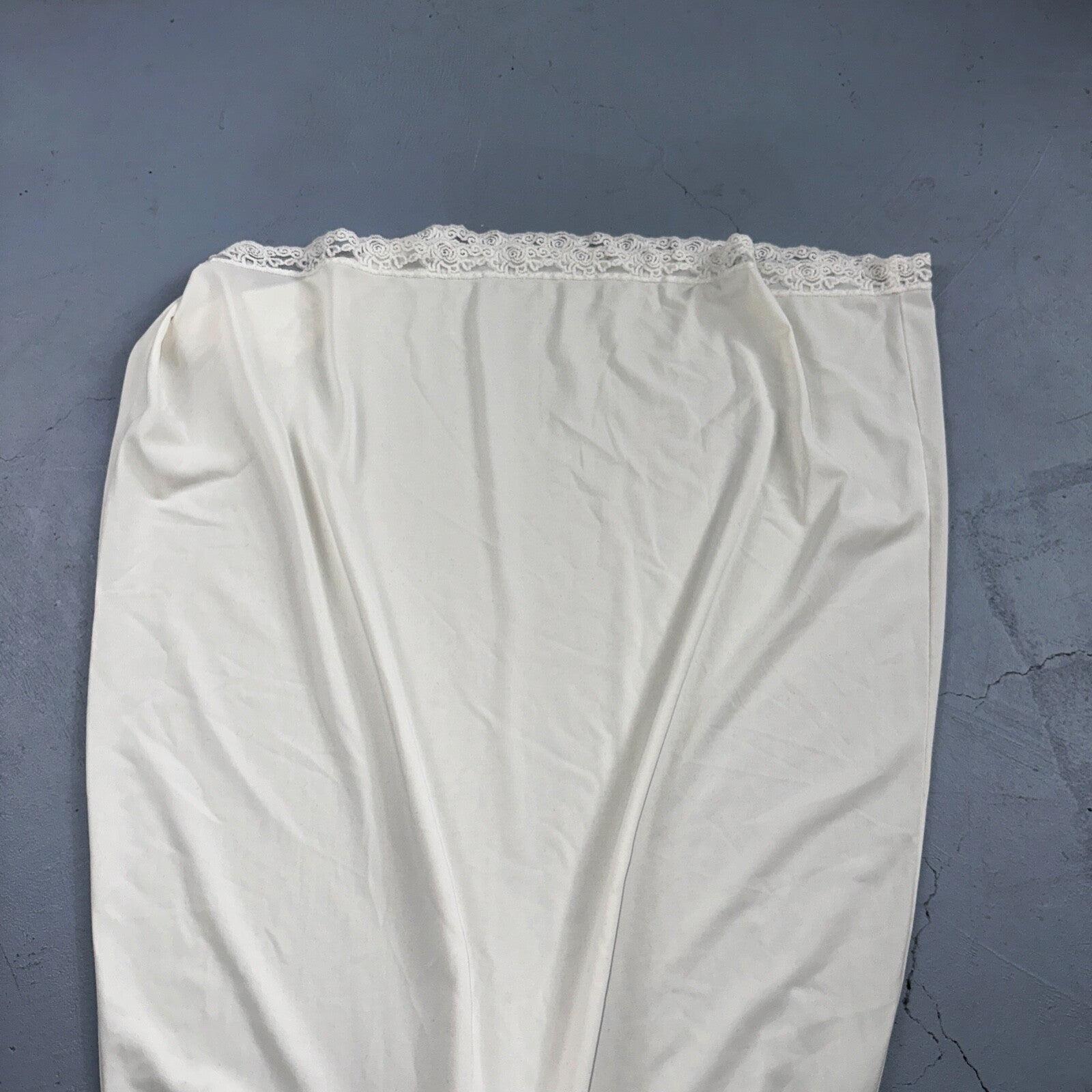 VTG 1970s Shadow Line Lingerie Slip Dress Sleepwear Full Sweep Nightgown Lace