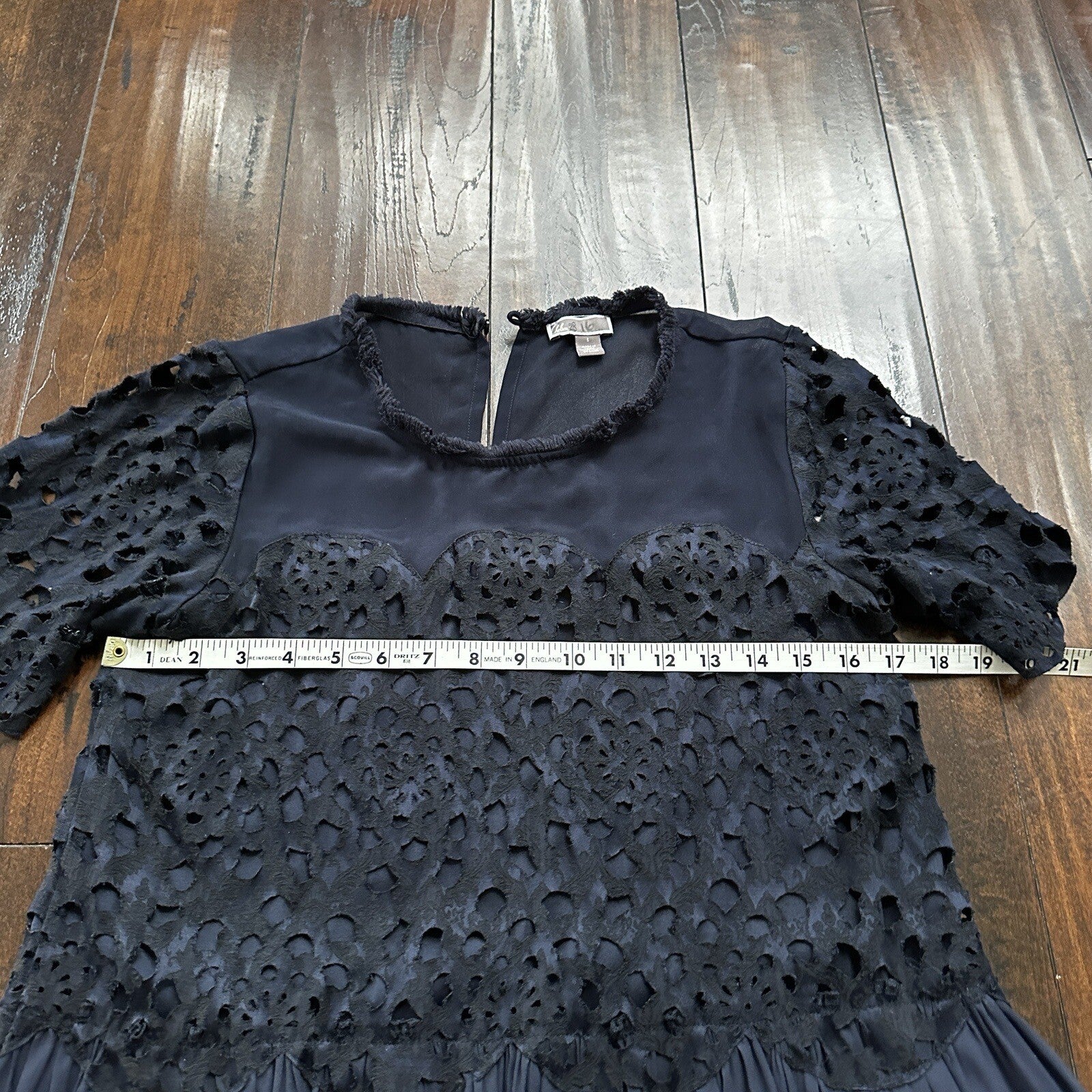 Chelsea28 Dress Womens S Navy Dot Flowy Long Sleeve Midi Cute Blue Vtg Style