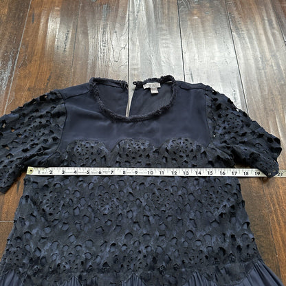 Chelsea28 Dress Womens S Navy Dot Flowy Long Sleeve Midi Cute Blue Vtg Style