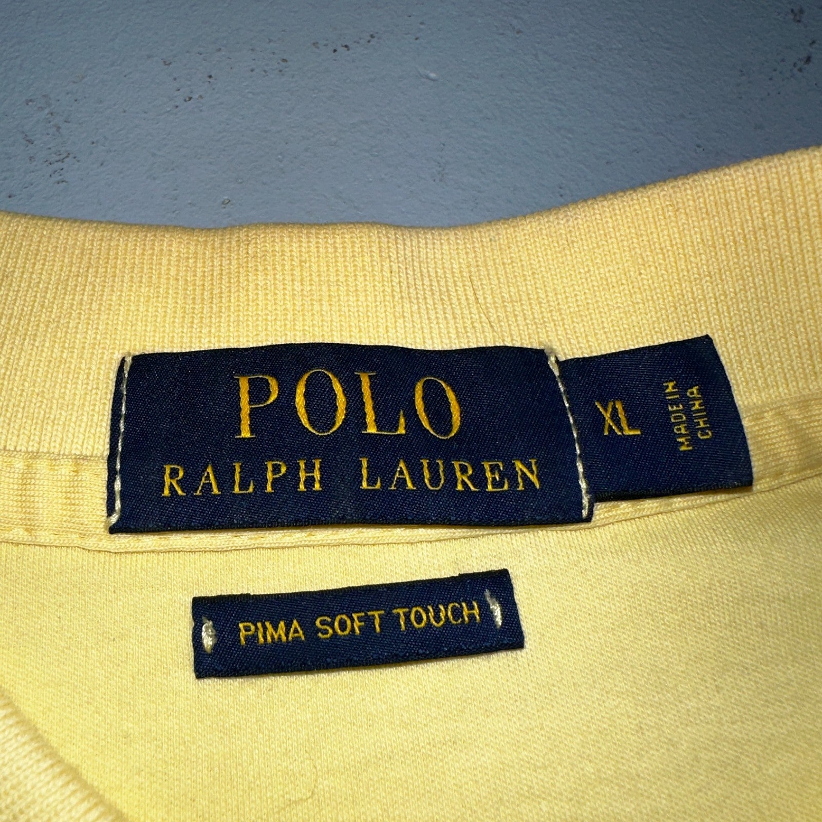Polo Ralph Lauren Polo Shirt Men Size XL Yellow Short Sleeve Pima Cotton