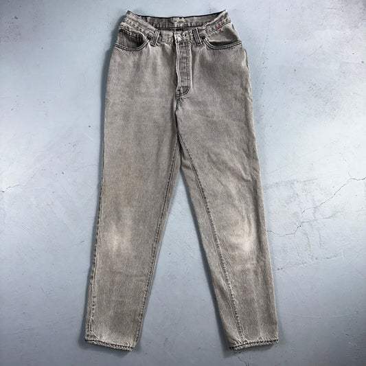 Levis 501 Vintage 90s USA XX Straight Leg Jeans Black Faded Grey Wash Act 25x30