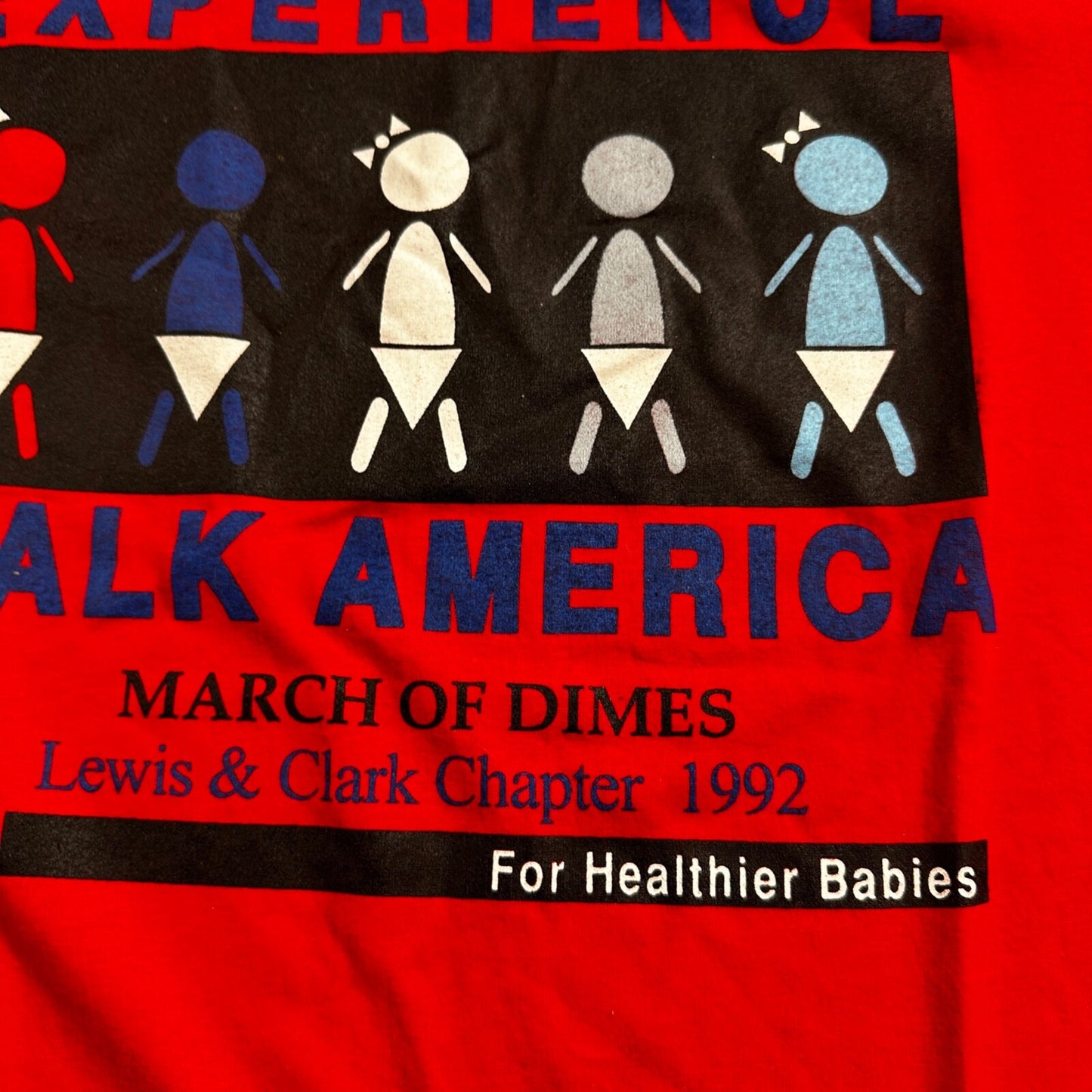 Experience Hanes VTG T Shirt Babies Walk America March Dimes 90s Cool Print