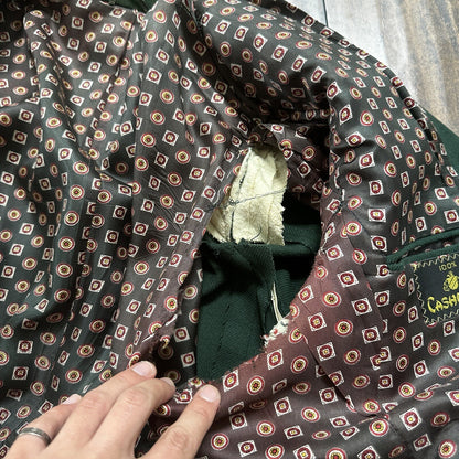 1960s 1970s Green Cashemere Sport Jacket VTG Mens Suit 44 34x32 Rockabilly Gray