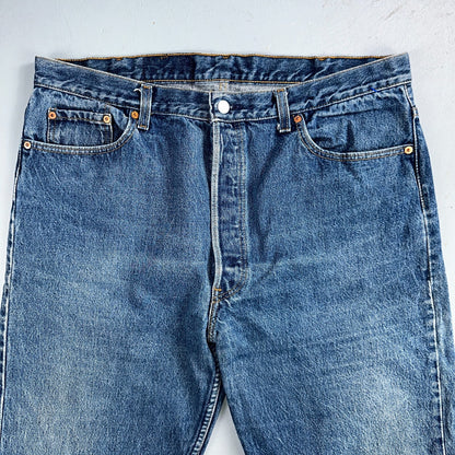 Levis 501 Vintage 90s USA XX Straight Leg Jeans Blue Med Wash 40x30 Act 38x30