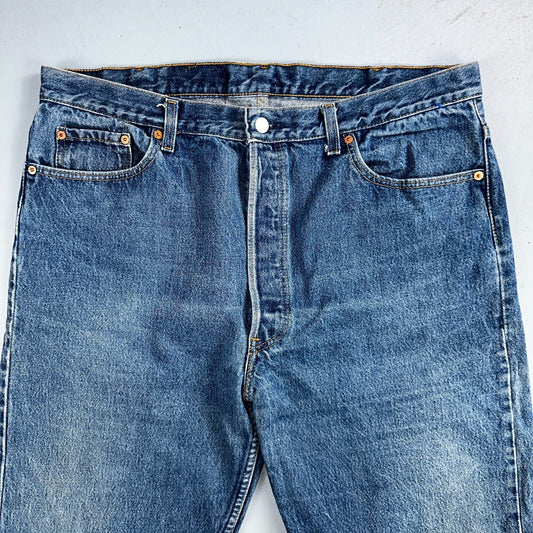 Levis 501 Vintage 90s USA XX Straight Leg Jeans Blue Med Wash 40x30 Act 38x30