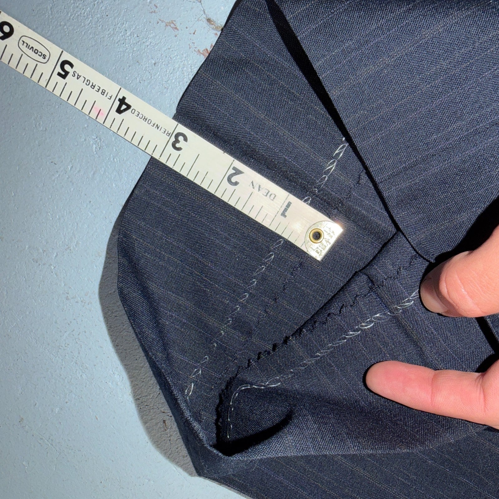 VTG Mens 2 PC Suit 42 Jacket Coat Pants Blue Striped USA Golden Lancer 80s Wool