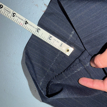 VTG Mens 2 PC Suit 42 Jacket Coat Pants Blue Striped USA Golden Lancer 80s Wool