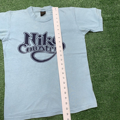 Nike Vintage T Shirt Mens Small Country Hike 70s Basic Simple Rap Music Running