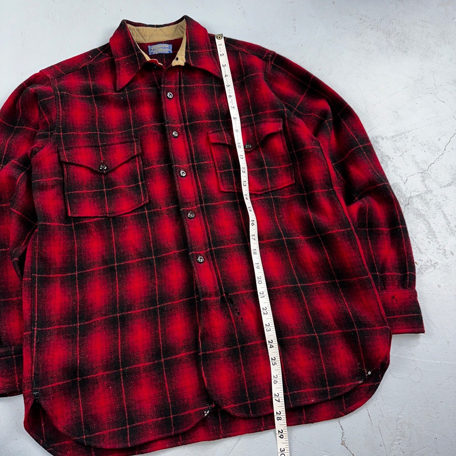 Pendleton 1930s VTG Wool Shirt Jacket Long Sleeve Flannel Buffalo Plaid 30s 40s