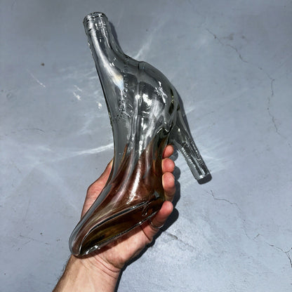 Empty Glass Boot Art High Heel Decanter Stiletto Shaped Lady Bottle Shoe VTG