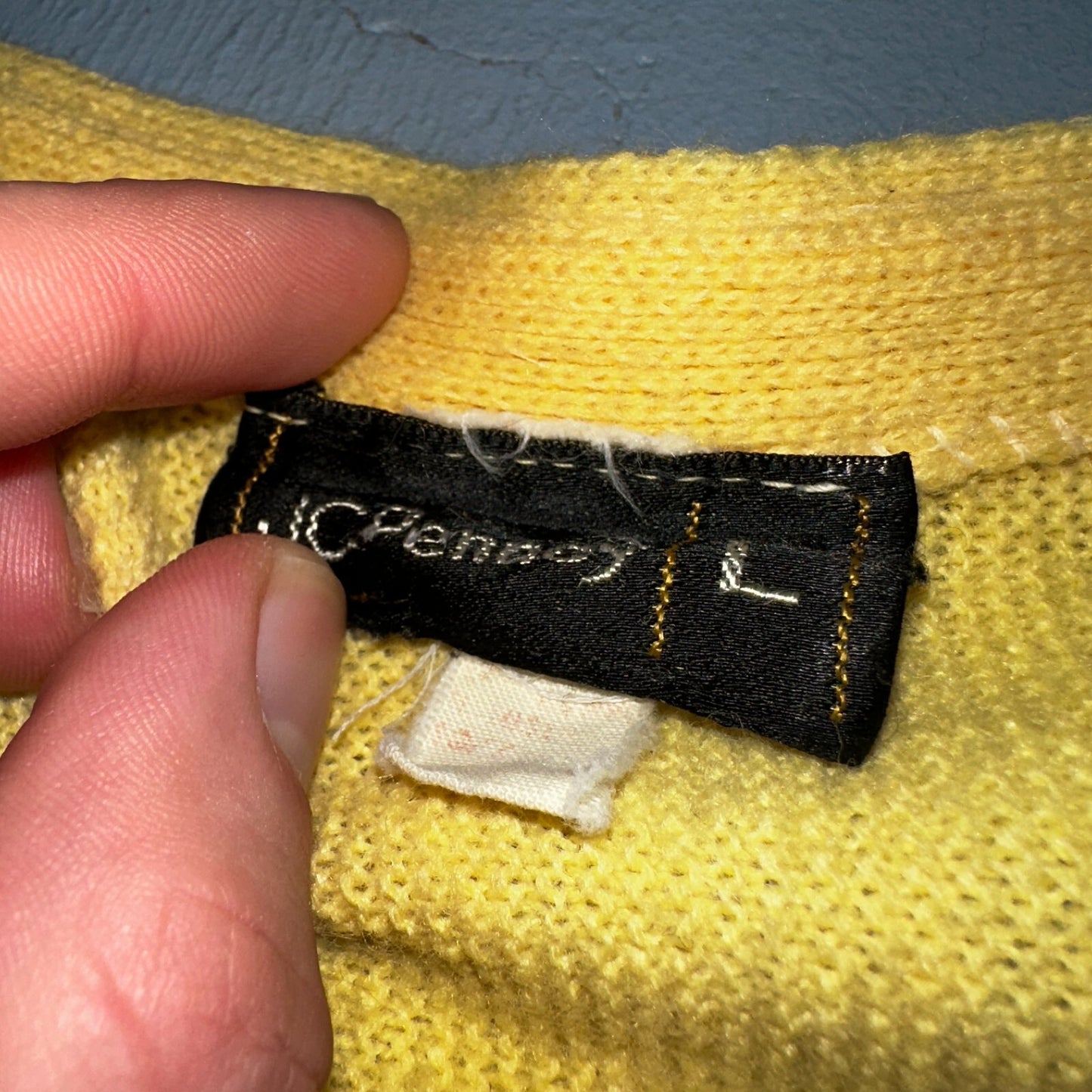 Vintage 1970s 70s JC Penney Towncraft Cardigan L Yellow MCM Missing Buttons