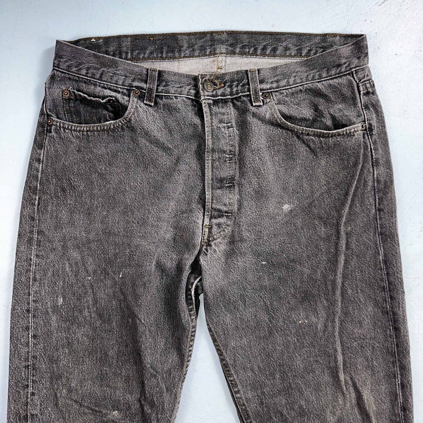 Levis 501 Vintage 80s USA XX Straight Leg Jeans Gray Light Wash 36x32 Act 34x30