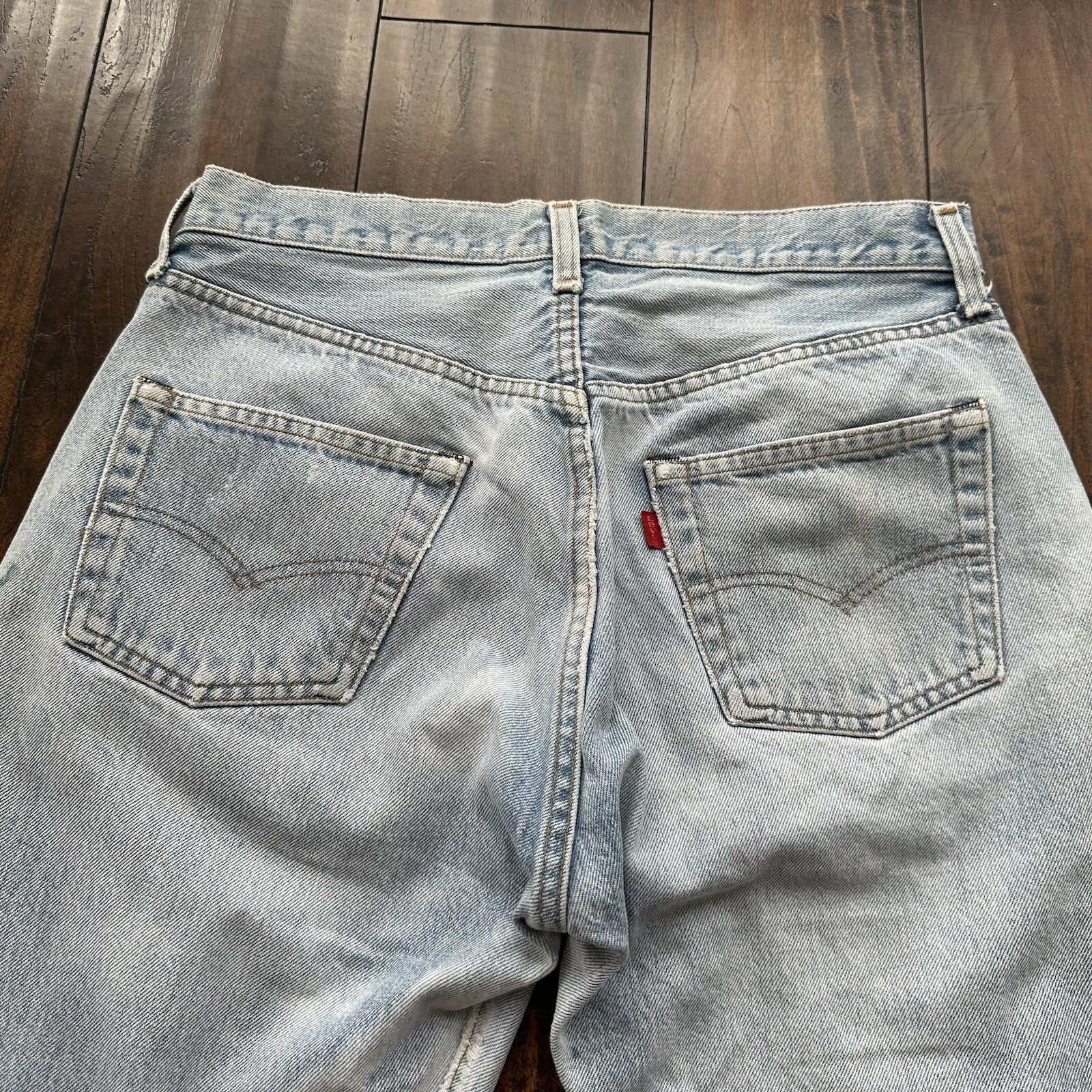 Levis Vintage 80s Redline Selvedge USA 501 XX Jeans Light Wash 33x34 Act 29x29