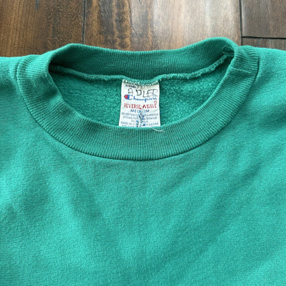 Vintage Champion 90s USA Teal Reverse Weave Sweatshirt Blank 70s Gusset Jumper