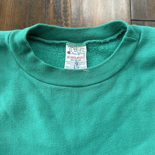 Vintage Champion 90s USA Teal Reverse Weave Sweatshirt Blank 70s Gusset Jumper
