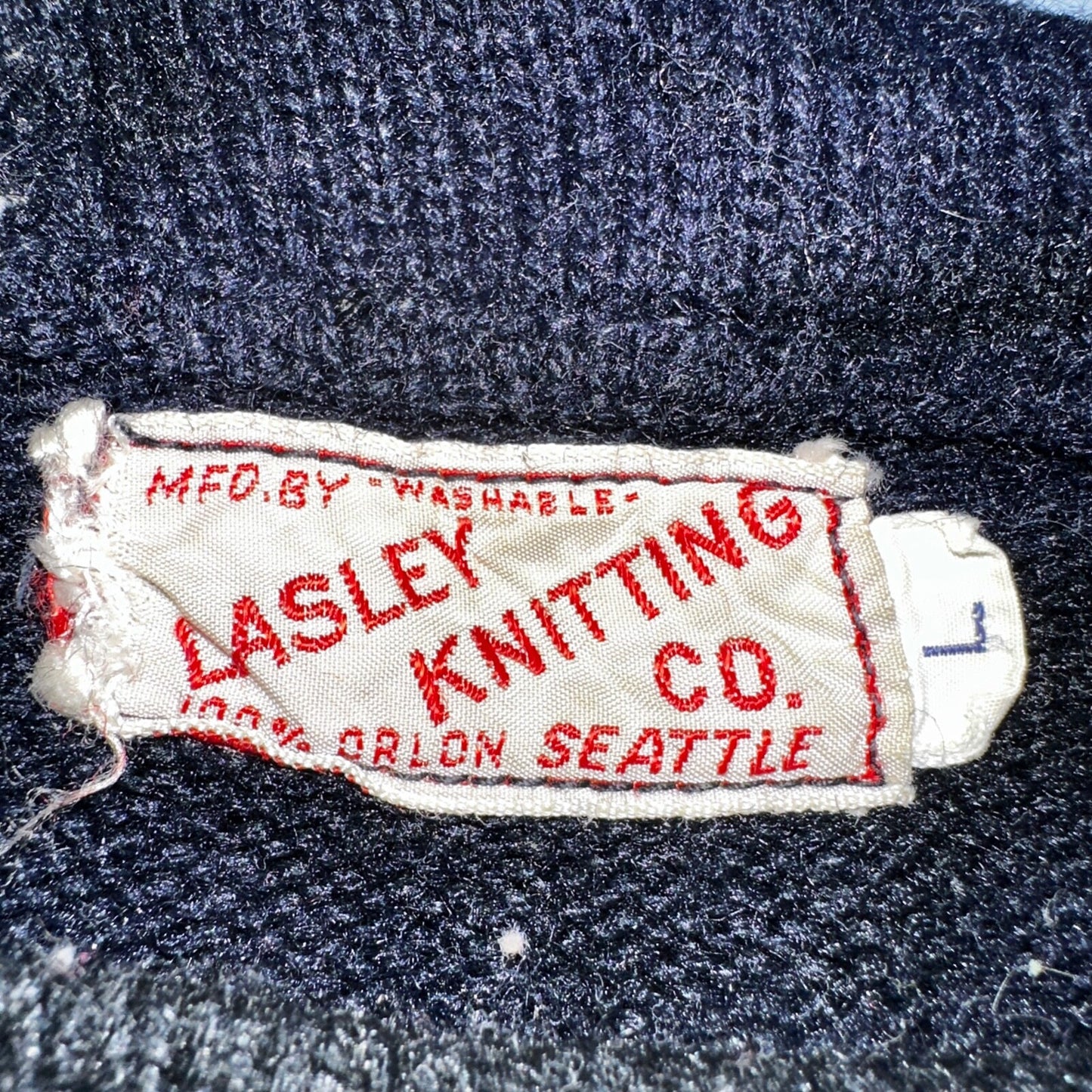 VTG 50s 60s Lasley Knitting Co Wool Letterman Navy Black Shorts Rare Swim Trunks