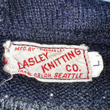 VTG 50s 60s Lasley Knitting Co Wool Letterman Navy Black Shorts Rare Swim Trunks