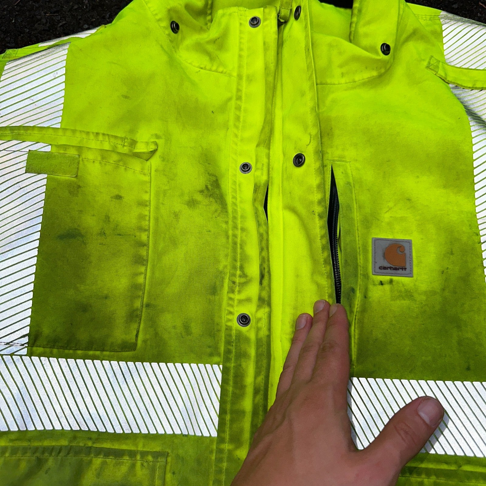 Carhartt Jacket Mens 2XL 100787 High-Visibility Waterproof Highlighter Hoodie