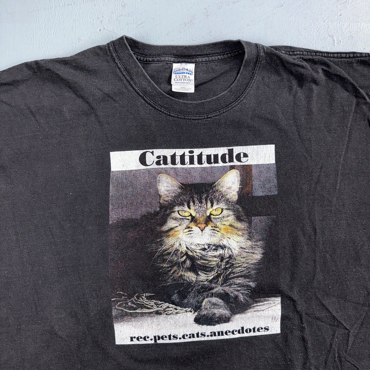 Cat Cattitude VTG T Shirt Y2K 3XL Black Funny Cute Animals Love Photo Art Rap