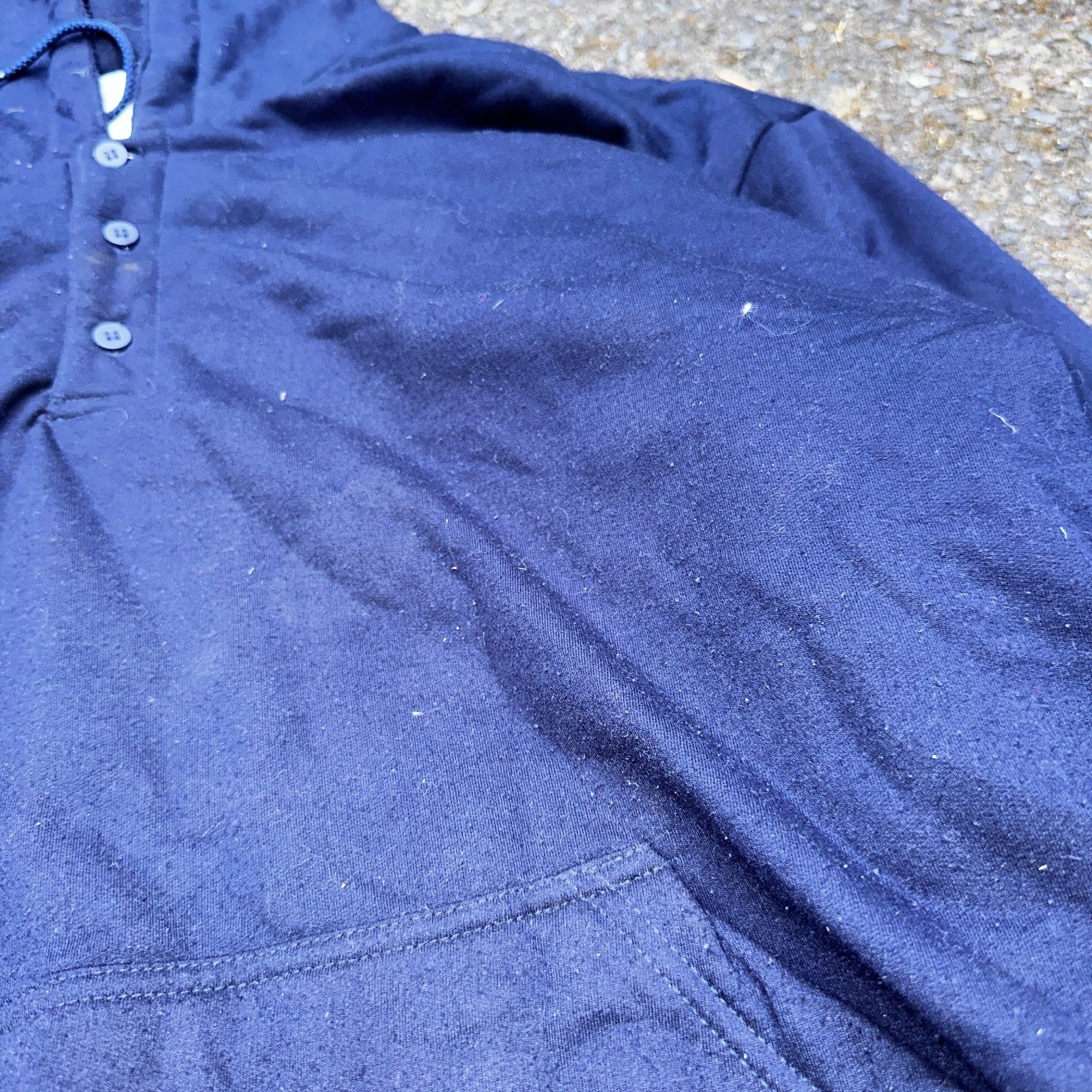 Vintage Thermal Waffle Lined Hoodie Sweatshirt Mens XL Navy Blue Nucleus Punk