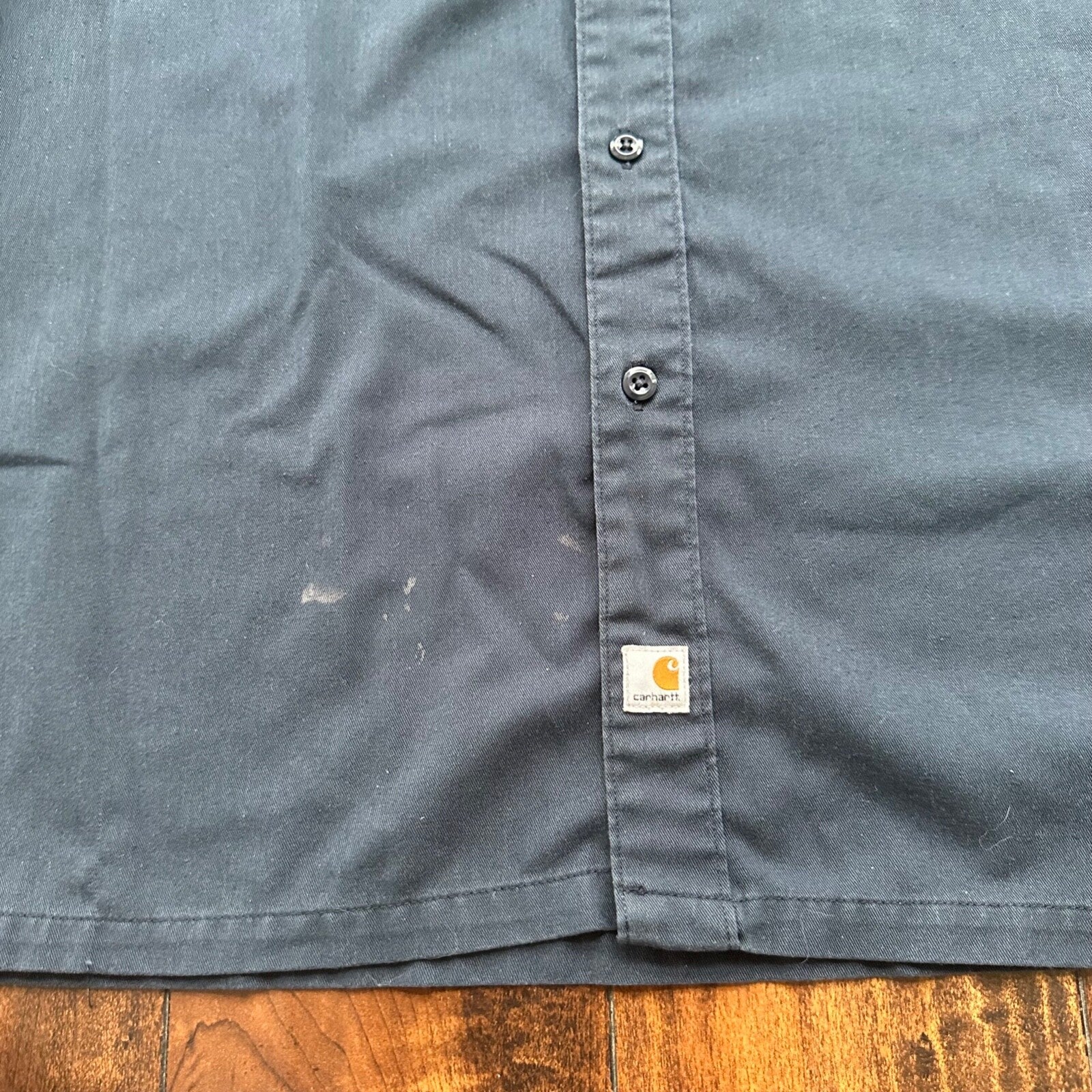 Carhartt Button Down Up Shirt Adult XL Tan Short Sleeve S223 NVY Men’s