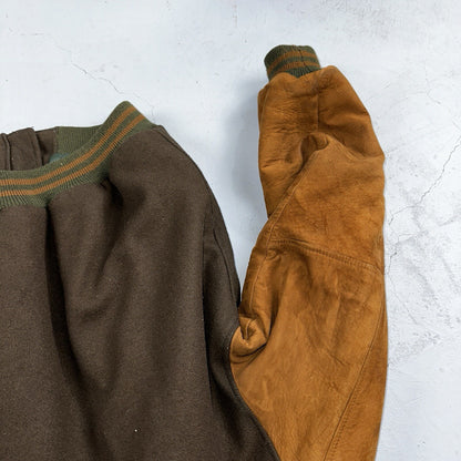 Golden Bear Vintage Leather Wool Brown Varsity Letterman Jacket L Suede