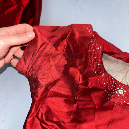 Real Vintage 1940s Lorayne Original Long Red Top Button Down Dress Women's 40s