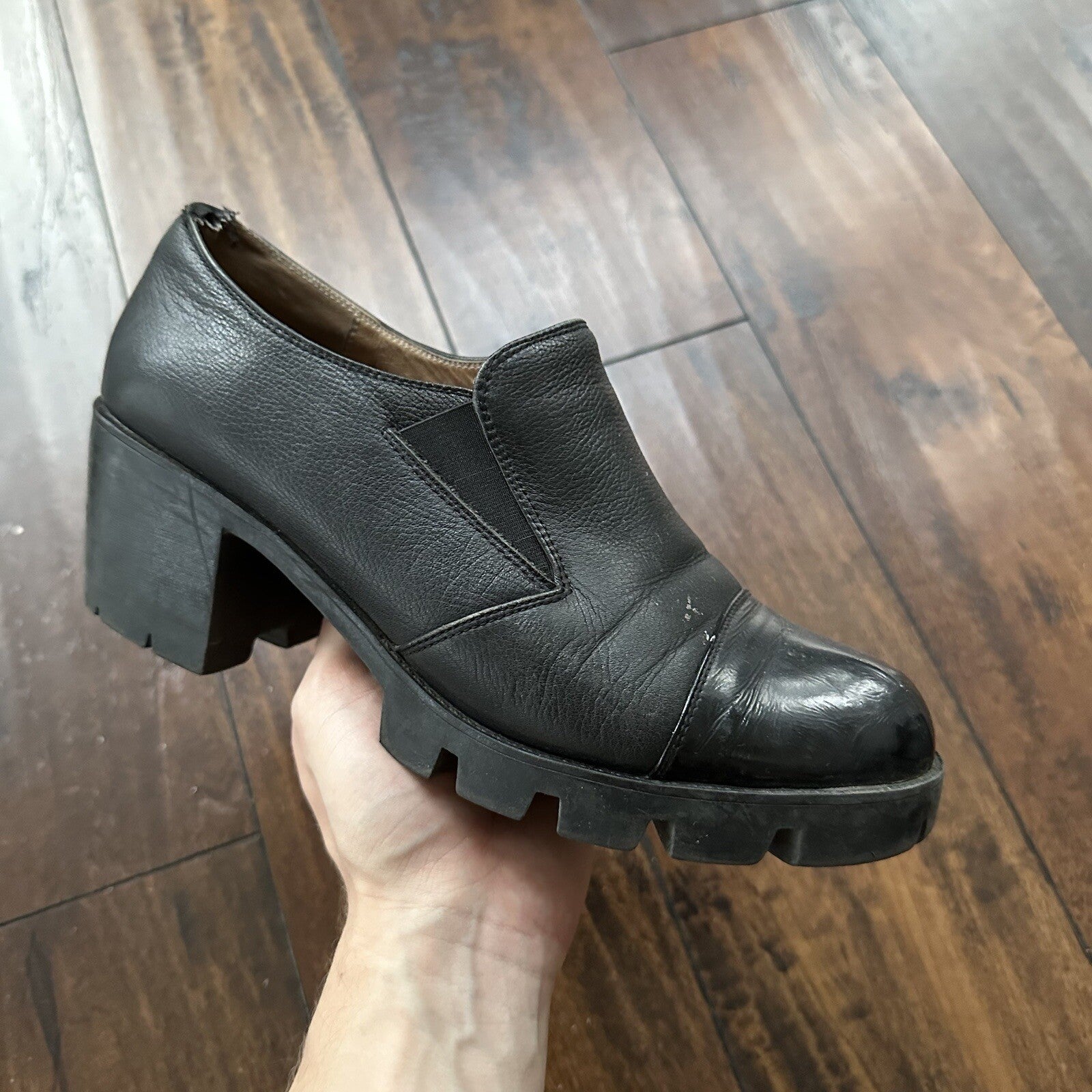 Zenden Genuine Leather Black Up Shoes 40 Euro Vtg Y2K Heels Mules Summer Dress