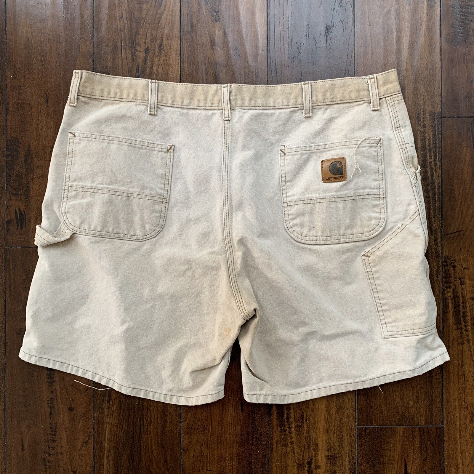 Vintage USA Made Carhartt Men's Thrashed Canvas Carpenter Shorts 90s Double Knee
