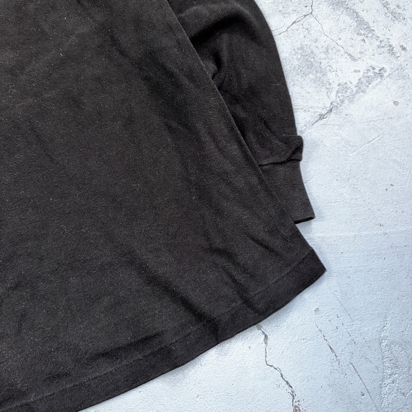 Lands End Black USA VTG T Shirt Single Stitch Long Sleeve Mock Neck Rare 90s