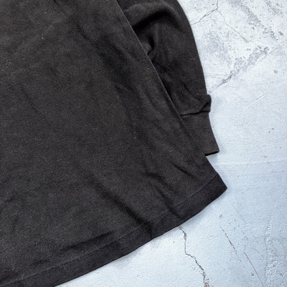 Lands End Black USA VTG T Shirt Single Stitch Long Sleeve Mock Neck Rare 90s