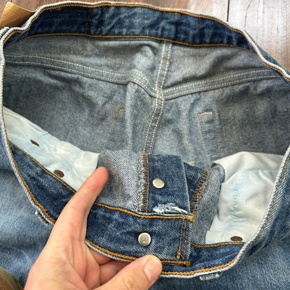 VTG 90s Levis 501 Button Fly 36x36 USA Tag Jeans Straight Wash Blue XX Act 32x31