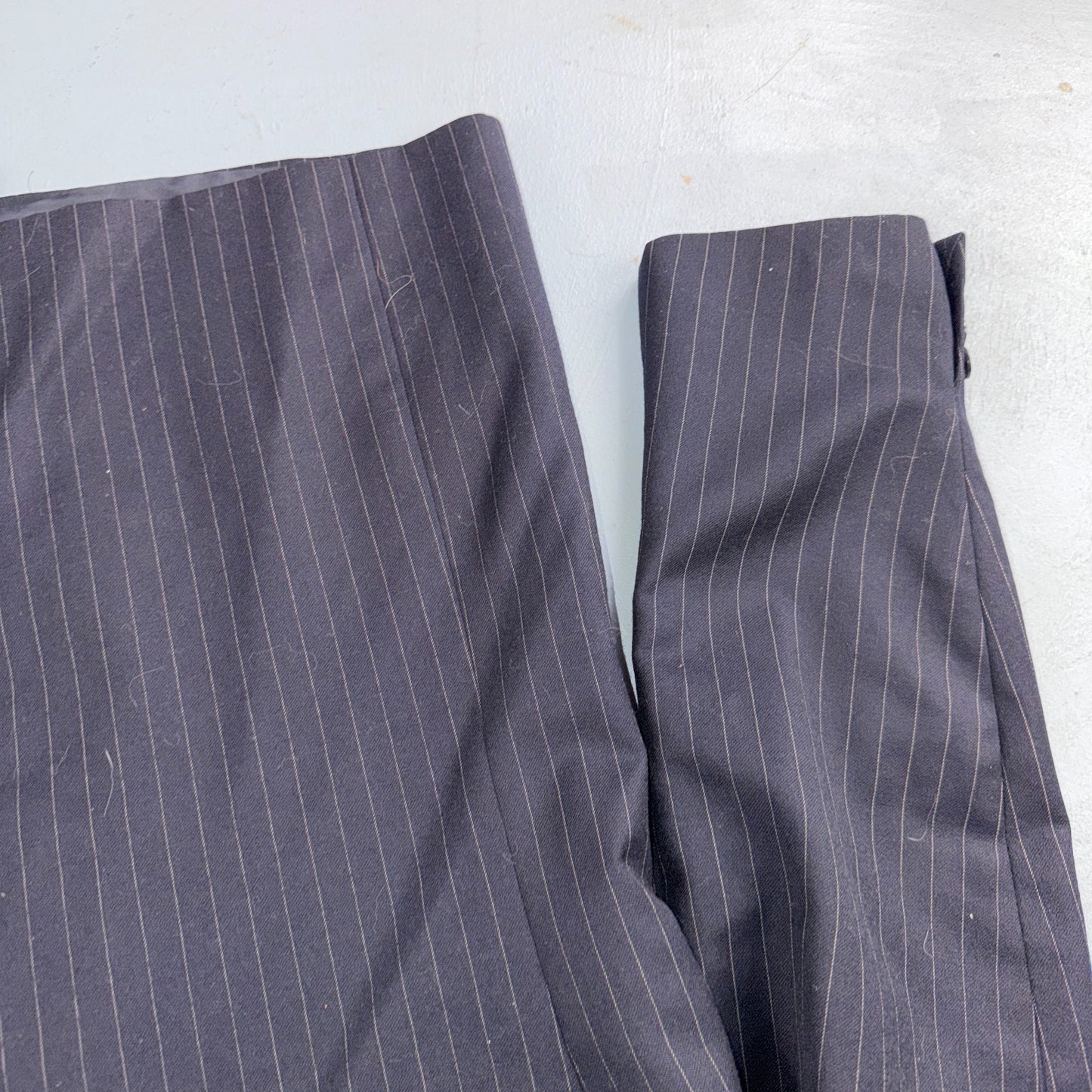 VTG Wool Suit Italy 54 Jacket Sport Coat Virgilini Double Breast Pin Stripe 80s