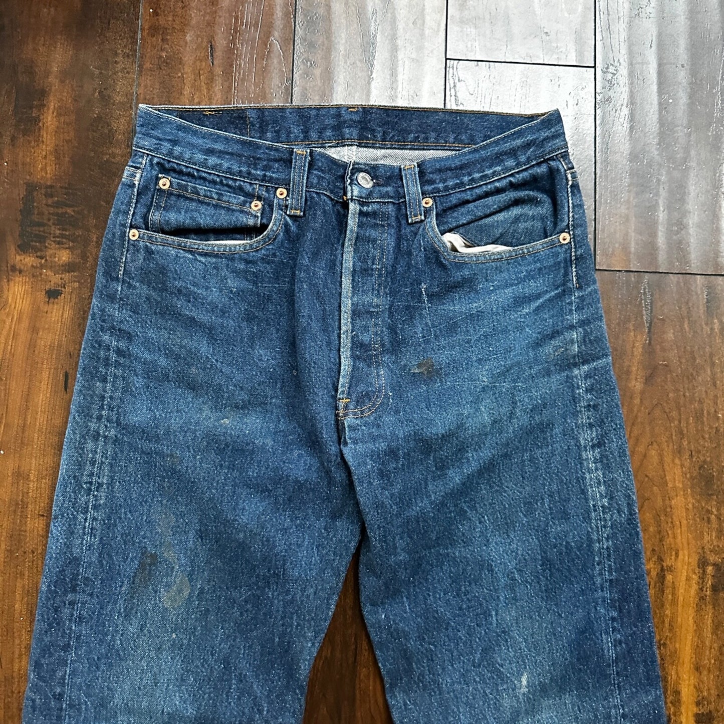 VTG 90s Levis 501 Button Fly 33x36 USA Tag Jeans Straight Wash Blue XX Act 30x31