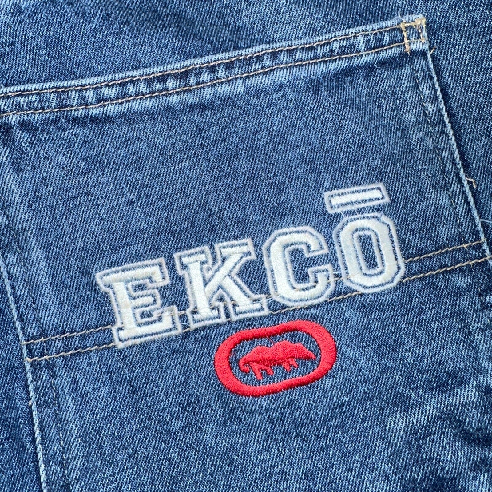 Richcow Jeans Vintage Y2K Carpenter Blue Denim Jeans Mens Size 38x32 Embroidery