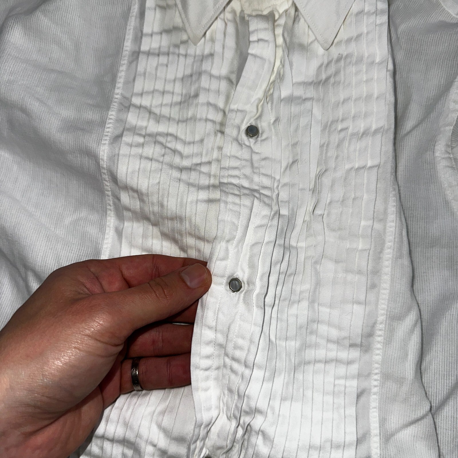 Arrow VTG 50s New Nassau Ruffle Front Dress Shirt Long Sleeve White 16-33