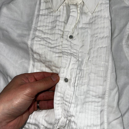 Arrow VTG 50s New Nassau Ruffle Front Dress Shirt Long Sleeve White 16-33