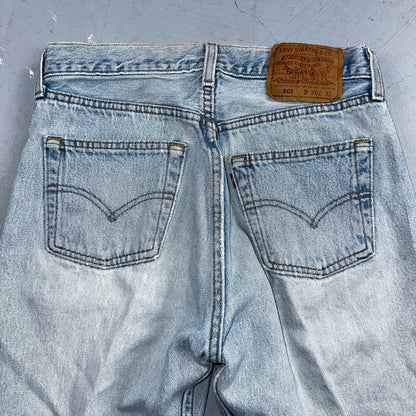 Levis 501 Vintage 90s USA XX Straight Leg Jeans Blue Light Wash 30x32 Act 28x30