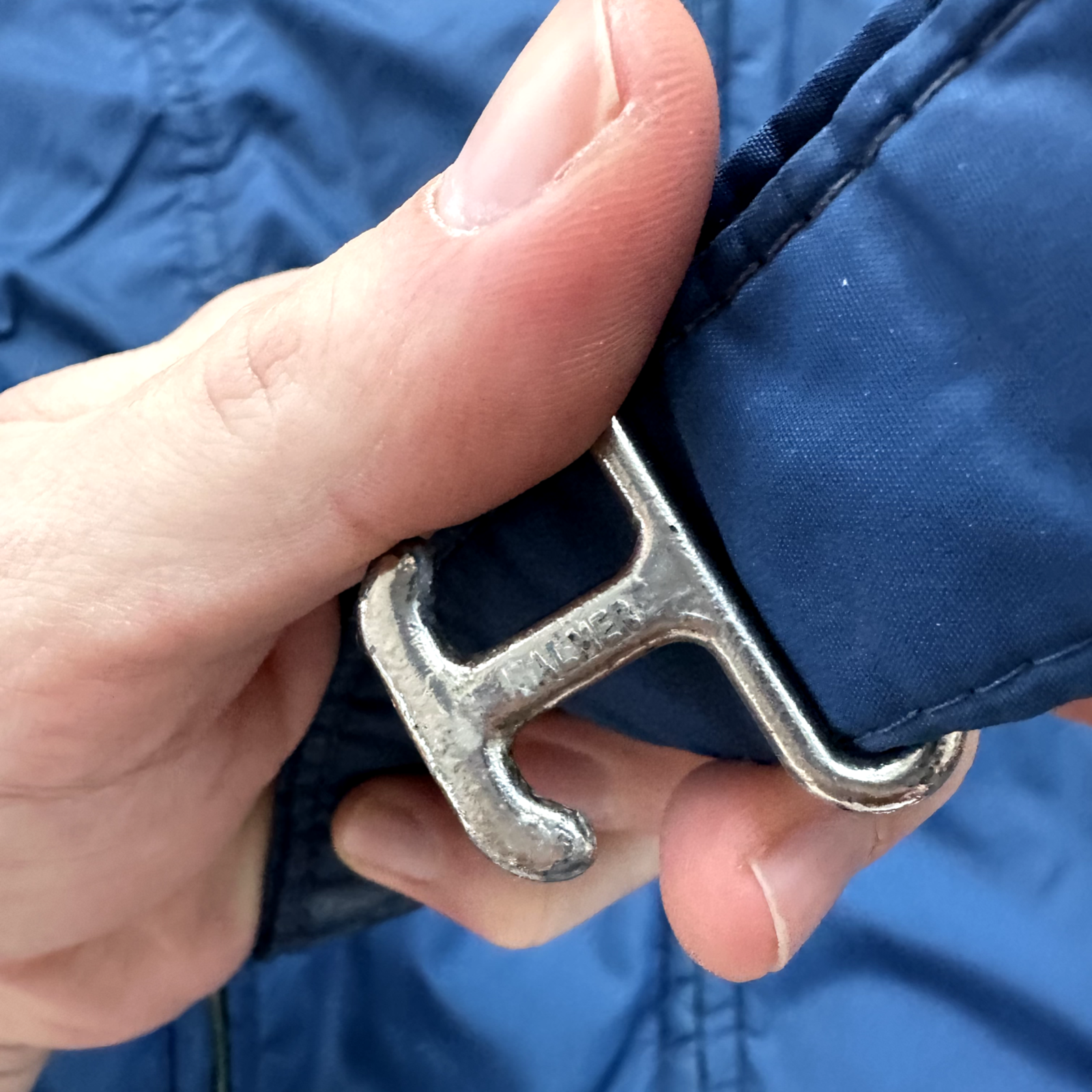 Vintage Tempco Goose Down Puffer Coat Mens S Blue Insulated Hooded Jacket