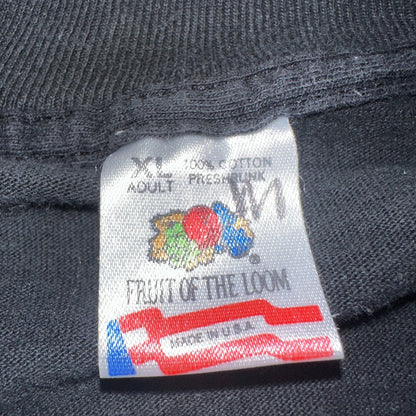 Vintage 90s Fruit of the Loom Hieroglyphic Alphabet Egypt Black T Shirt XL Music
